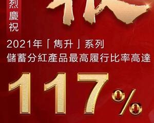 香港保诚2021最新分红数据，隽升履行比率高达117%！